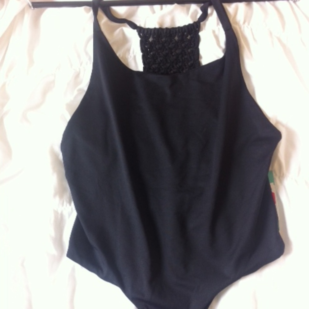 Sexy Embellished Black Body Suit/Swim